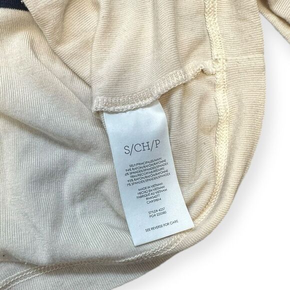 CABI Women’s Cream and Navy Long Sleeve Boxy Striped Tee Size Small Style #4237 - Picture 5 of 6